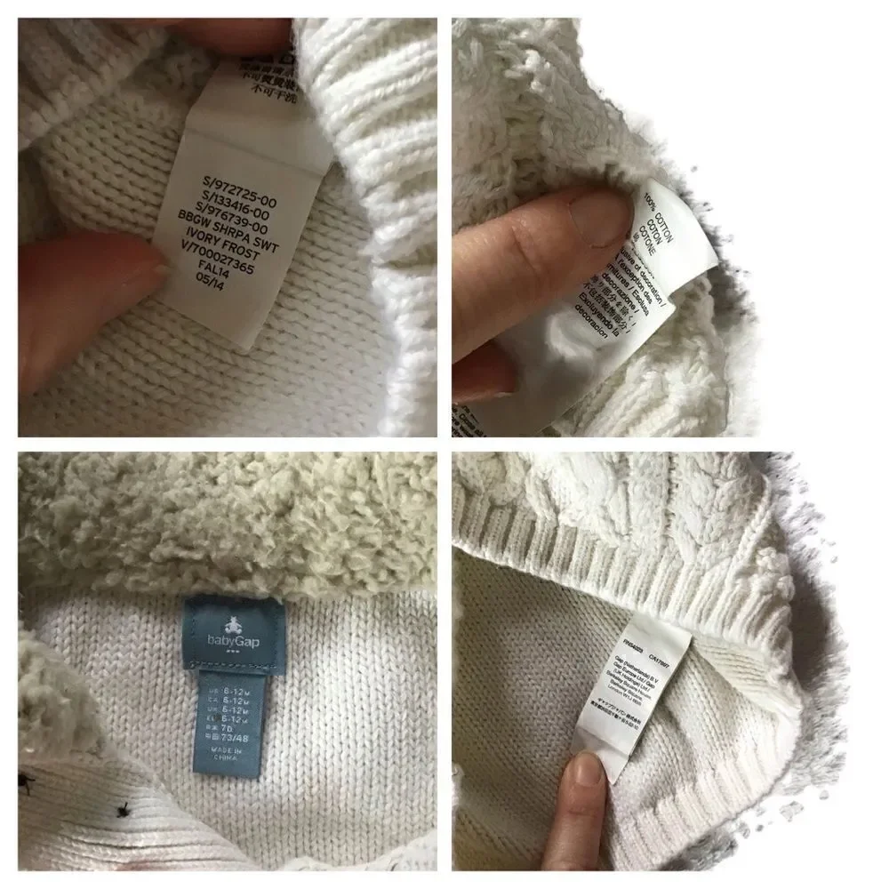 Baby Gap Sherpa Leather Cable Knit Sweater